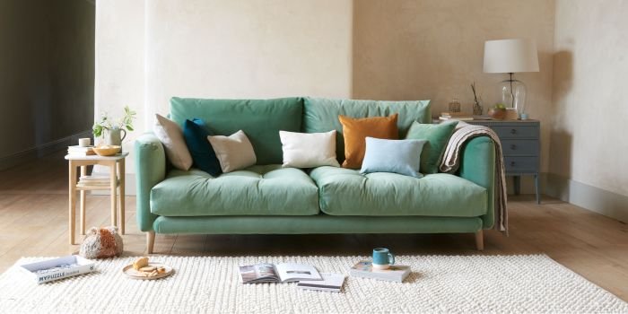 Velvet sofa furniture with linen fabric
