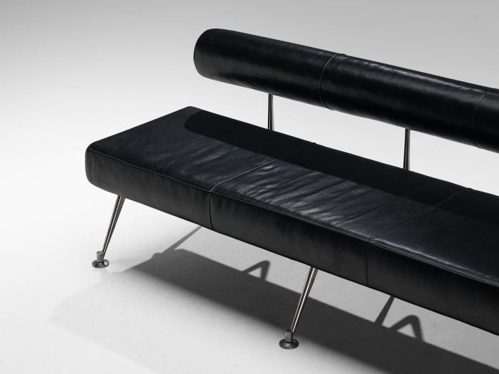 Minimalist Modern Sofa with Metal Frame and Black Leather For Sale at ... Minimalist Modern Sofa with Metal Frame and Black Leather For Sale at ...