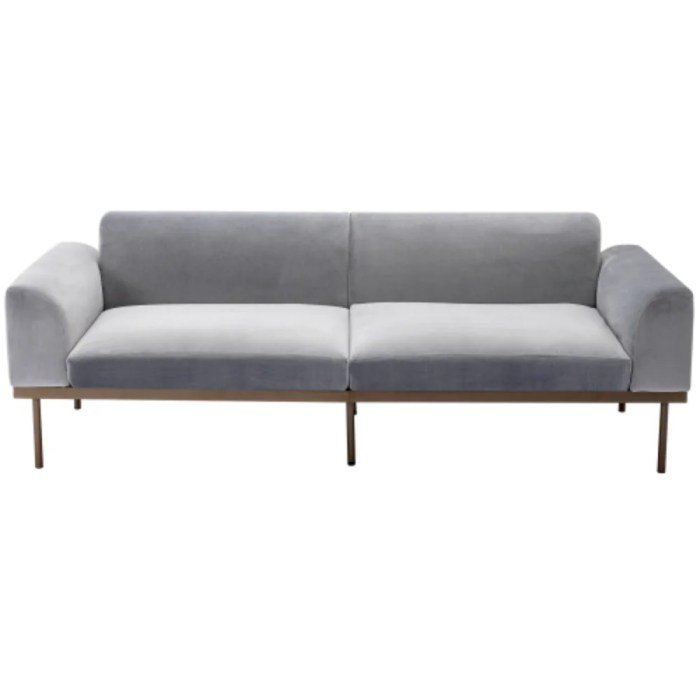 Customizable Pera Left Corner Sofa - Velvet Fabric, Metal Legs